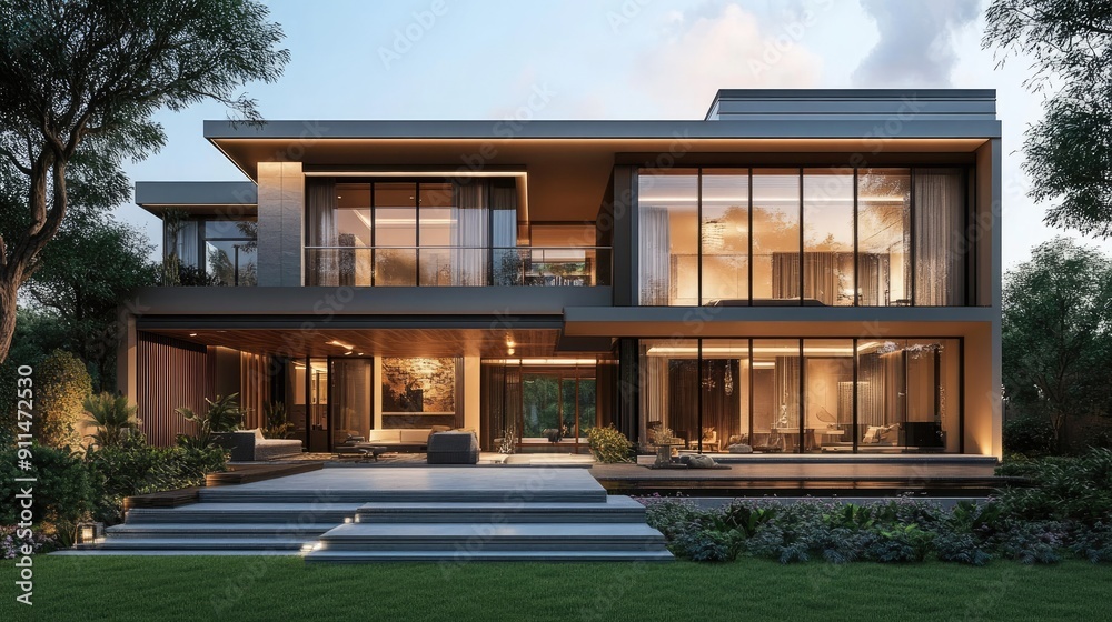 Modern villa house with a seamless blend of indoor and outdoor spaces, highlighting luxury and innovation. Modern villa house with a seamless blend of indoor and outdoor spaces, highlighting luxury and innovation.