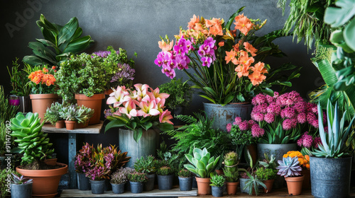 Depict a wide range of plants and flowers, including exotic orchids, delicate roses, towering sunflowers, lush ferns, and unique succulents, showcasing their diversity and beauty.