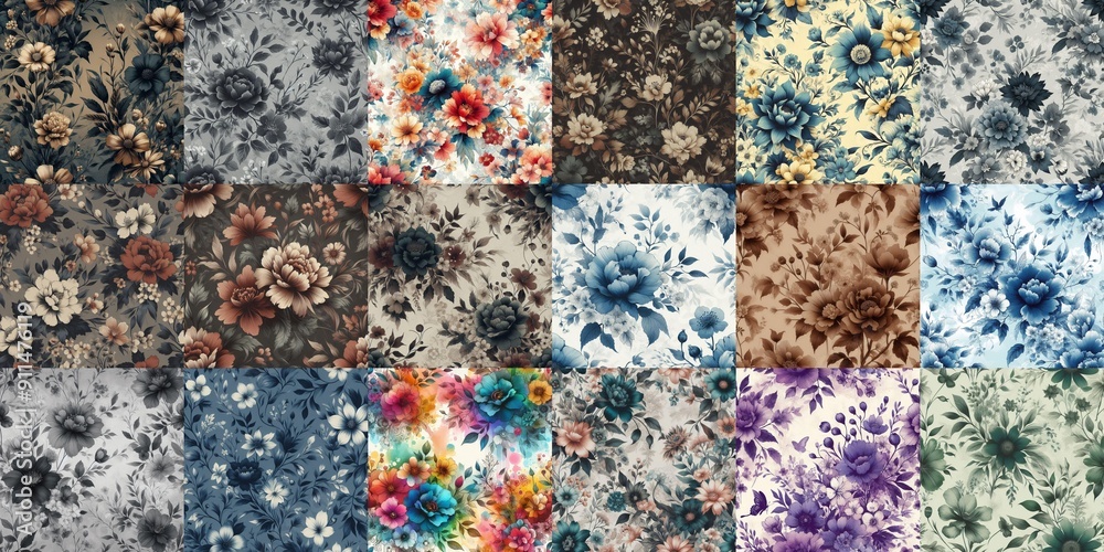 beautiful flowers in ink draw style. AI generated illustration