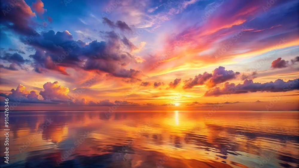 Serene Sunset Symphony: A Palette of Warmth and Tranquility  AI generated