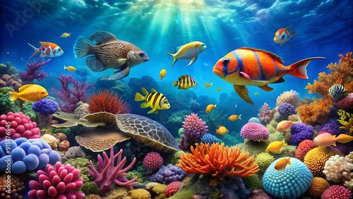 Vibrant Reef Symphony: A Celebration of Ocean Life  generative AI