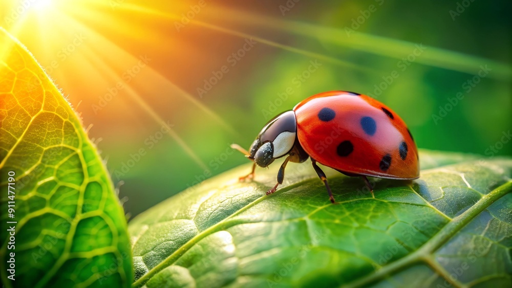 A Tiny Red Jewel on a Green Leaf: A Ladybug's Moment of Serenity Generative AI A Tiny Red Jewel on a Green Leaf: A Ladybug's Moment of Serenity Generative AI