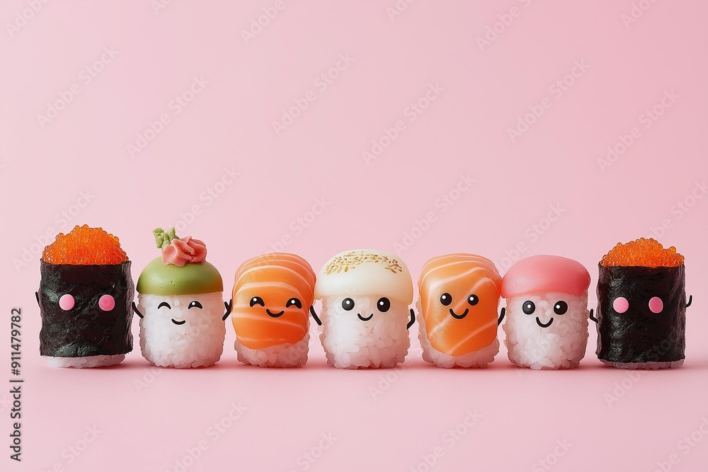 Charming Array of Anime-Styled Sushi Characters