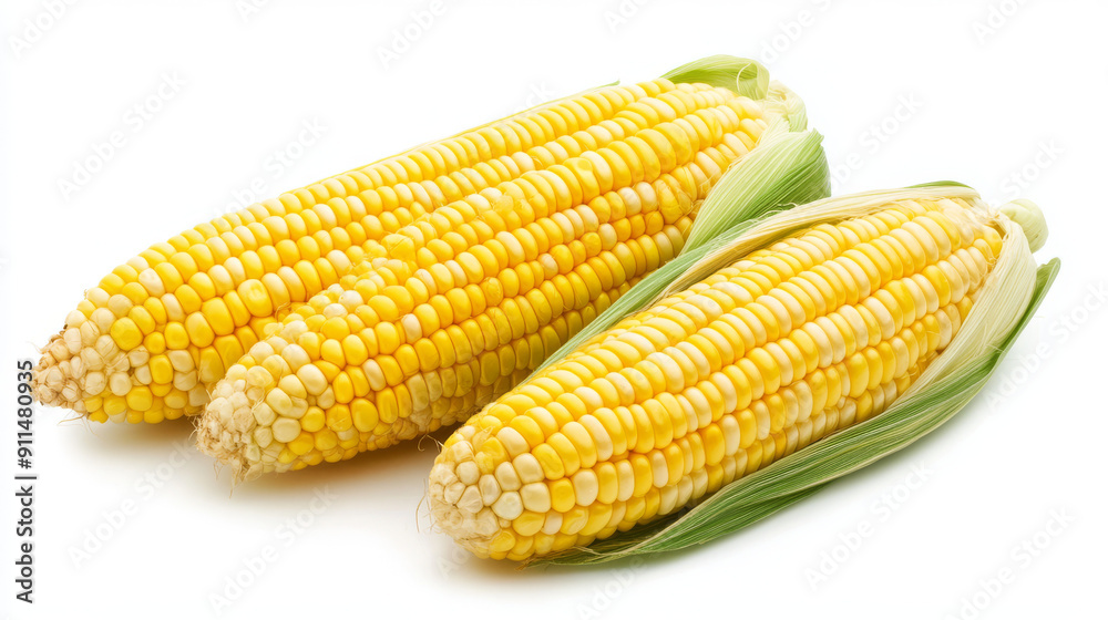 Fresh corn on a plain white background. Easily remove the background to use the image elsewhere. Fresh corn on a plain white background. Easily remove the background to use the image elsewhere.