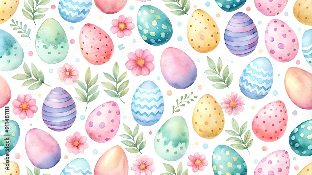Whimsical Watercolor Easter Eggs: A Delicate Spring Pattern Generative AI Whimsical Watercolor Easter Eggs: A Delicate Spring Pattern Generative AI