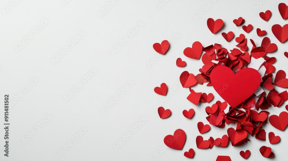 Paper art bursting of love notes and symbols Paper art bursting of love notes and symbols