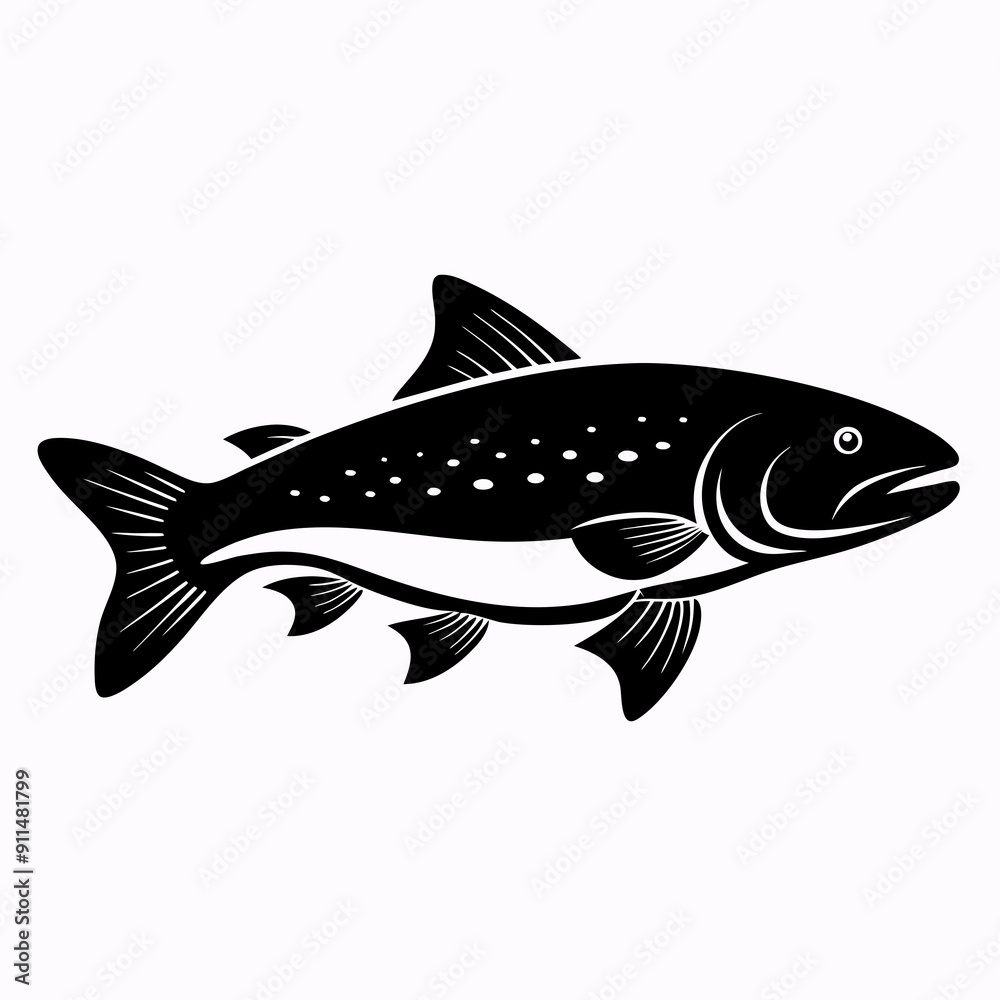 Fototapeta premium Trout Black silhouette