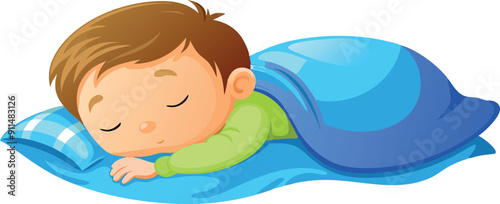 Baby sleeping with pillow and blanket