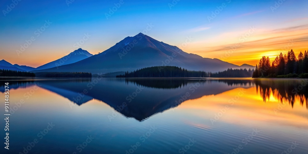 Tranquil mountain silhouette at dusk reflected in calm lake , mountains, dusk, serenity, tranquil Tranquil mountain silhouette at dusk reflected in calm lake , mountains, dusk, serenity, tranquil