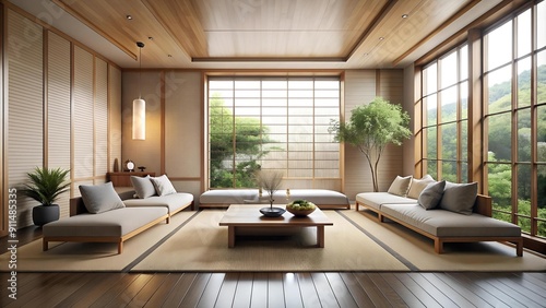 A Modern, Minimalist Living Room Designed for Relaxation and Calm AI generated