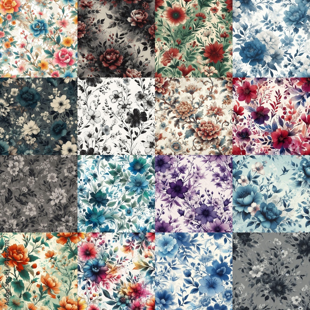 beautiful flowers in ink draw style. AI generated illustration