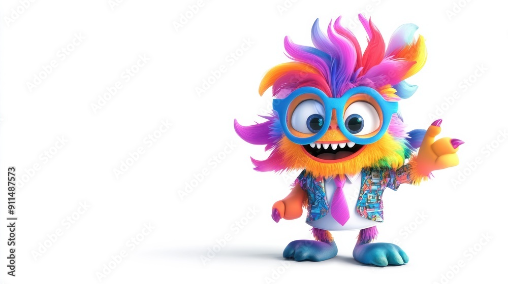 A colorful monster with glasses A colorful monster with glasses