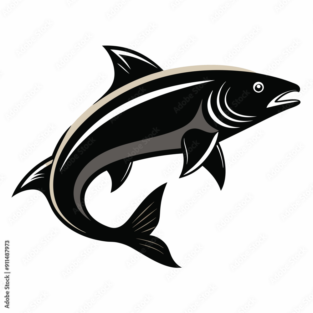 Obraz premium Salmon Black silhouette