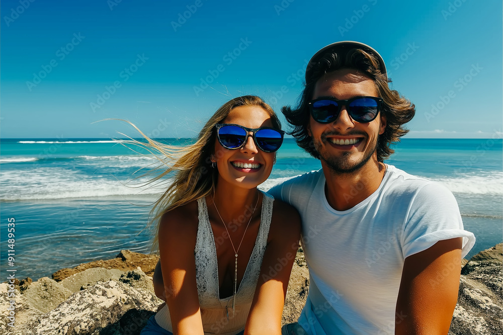 Lifestyle portrait of attractive young woman and her handsome boyfriend