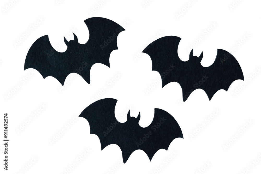 Fototapeta premium Three felt bats for Halloween decoration.