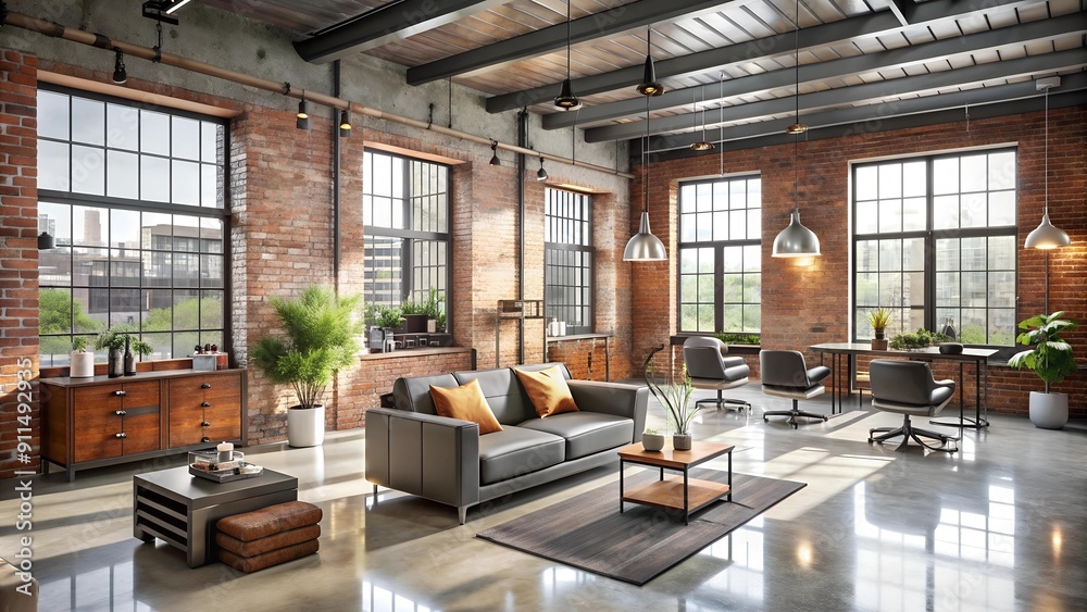 Exposed Brick Walls and Sleek Metal Accents: A Modern Salon with Industrial Flair AI Generated Exposed Brick Walls and Sleek Metal Accents: A Modern Salon with Industrial Flair AI Generated