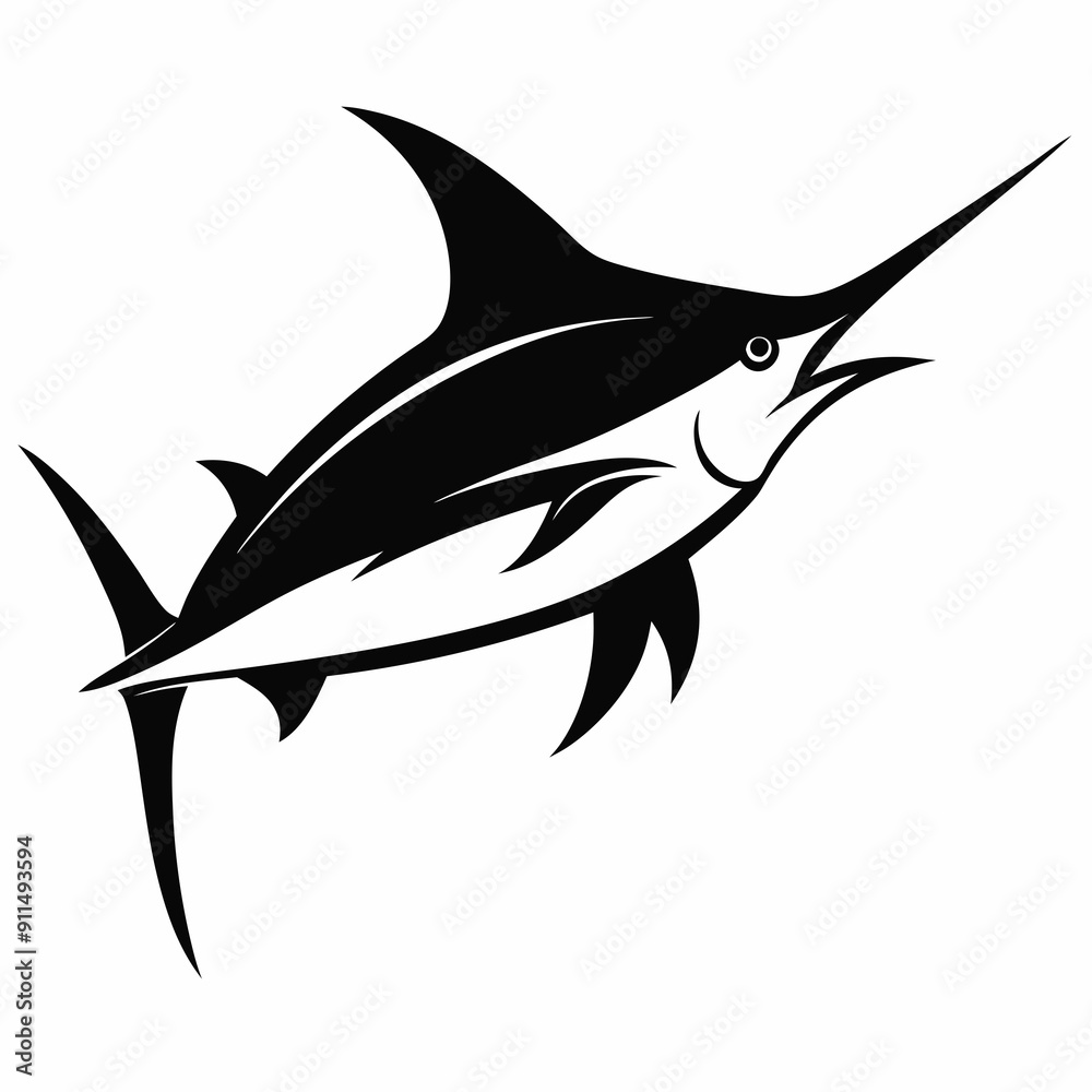 Swordfish Black silhouette Swordfish Black silhouette