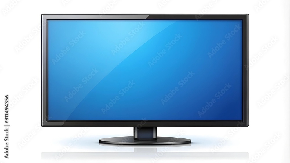 Modern Black LED TV Monitor with Blue Screen - Minimalist Design Generative AI Modern Black LED TV Monitor with Blue Screen - Minimalist Design Generative AI