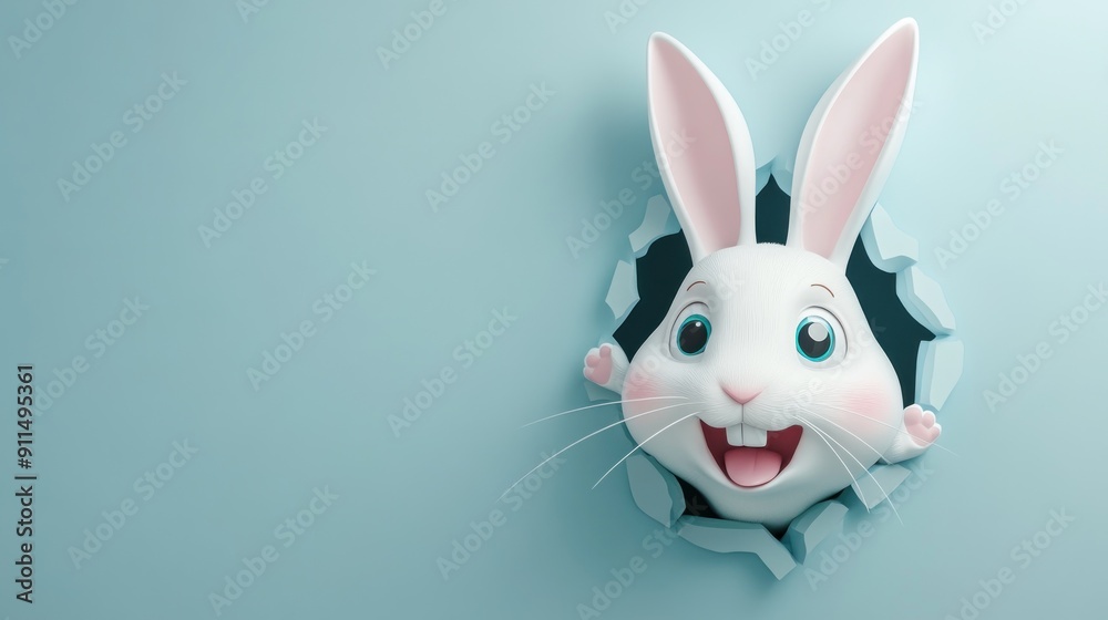 Obraz premium Easter Bunny Peeking Through a Hole