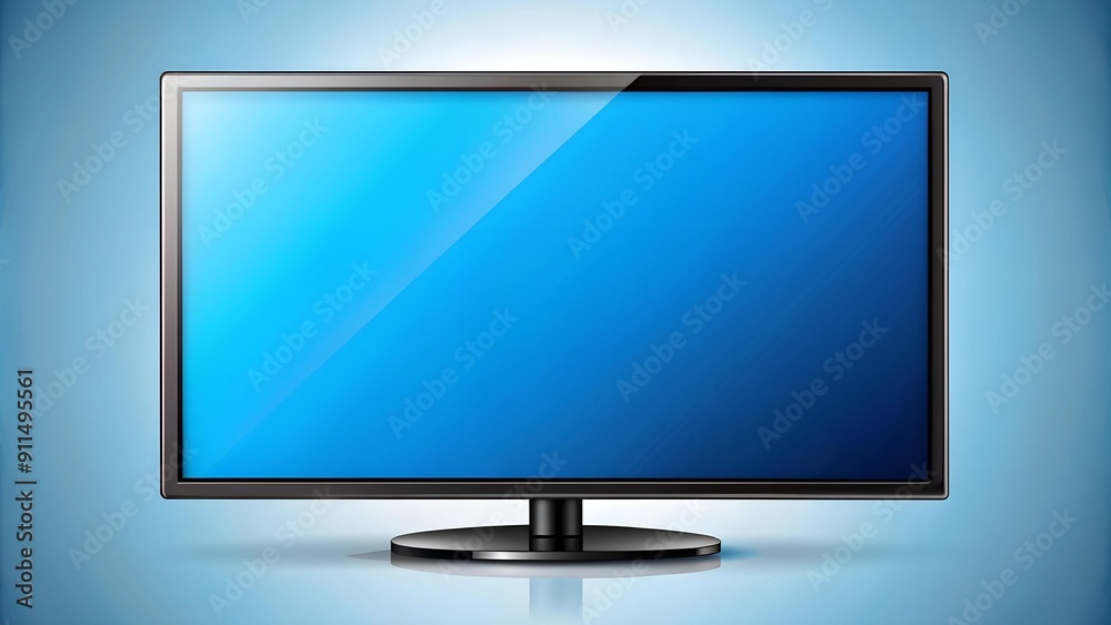 Sleek Black LED TV Monitor with a Vibrant Blue Screen: A Minimalist 3D Vector Icon AI Generated Sleek Black LED TV Monitor with a Vibrant Blue Screen: A Minimalist 3D Vector Icon AI Generated