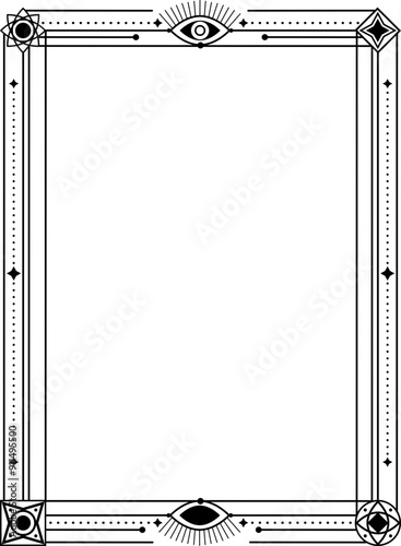 Bohemian-style border, celestial frame with artistic elements