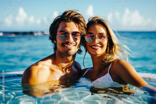 Lifestyle portrait of attractive young woman and her handsome boyfriend