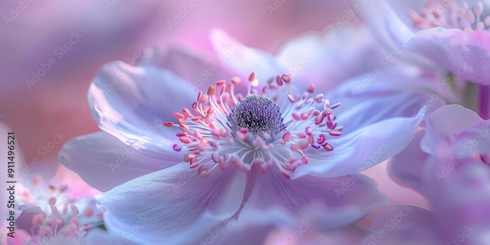 Macro photography of a delicate Anemone flower with a soft focus Macro photography of a delicate Anemone flower with a soft focus