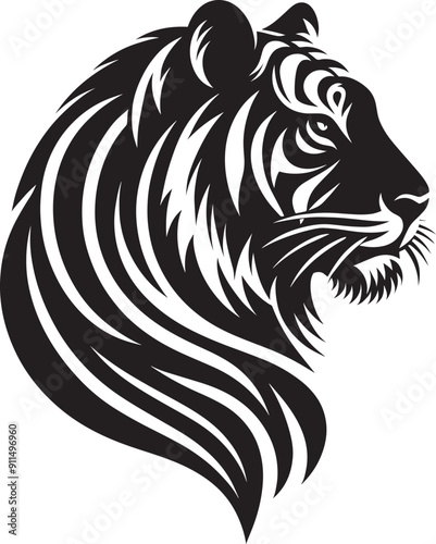 Wallpaper Mural Tiger head mascot Silhouette isolated on white background Minimalist tiger vector shape icon Torontodigital.ca
