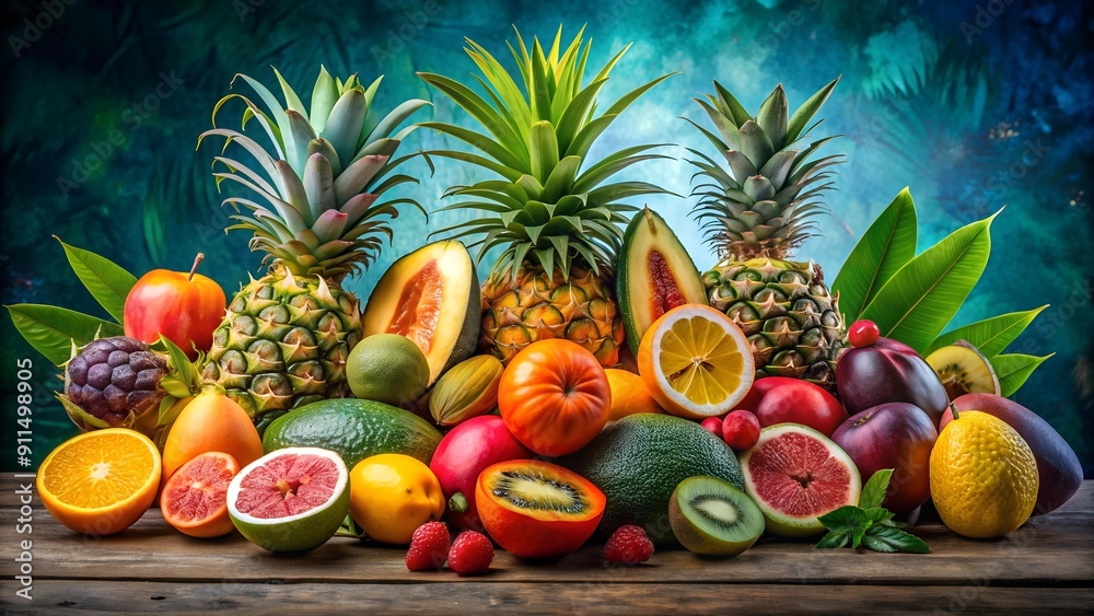 Vibrant Tropical Fruit Still Life Generative AI Vibrant Tropical Fruit Still Life Generative AI