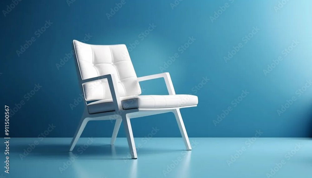 White chair on blue background, ai White chair on blue background, ai