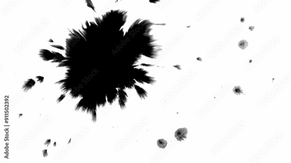 black ink drops on wet paper mask