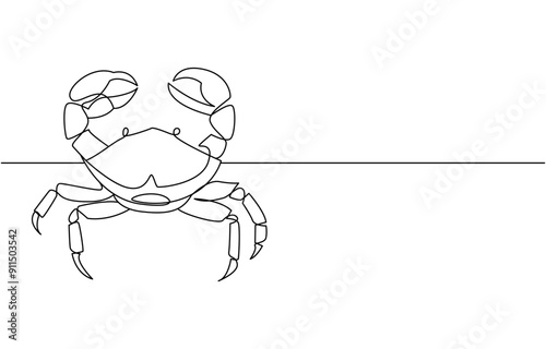 abstract Crab with Claws Continuous One Line Drawing, Crab in continuous one line art style, Sea crab continuous one line drawing, single line art element, minimalist sketch line vector illustration