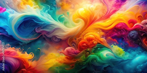 Abstract background with multicolored paint swirls and watercolor forms, paint, watercolor, multicolored, swirls, lines