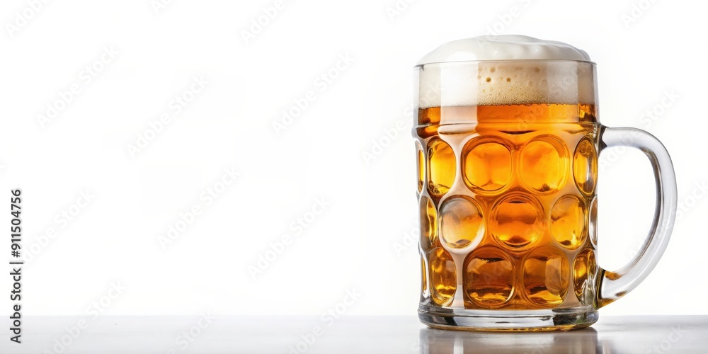 Bavarian beer stein with light beer, reflecting tradition and taste at Oktoberfest, on a white background, Bierkrug, Bavarian Bavarian beer stein with light beer, reflecting tradition and taste at Oktoberfest, on a white background, Bierkrug, Bavarian