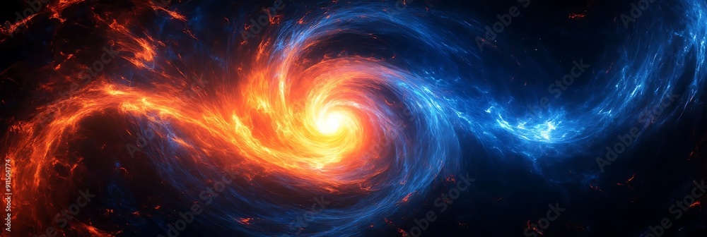 Fiery and Icy Swirl: Abstract Art with Contrasting Colors Fiery and Icy Swirl: Abstract Art with Contrasting Colors