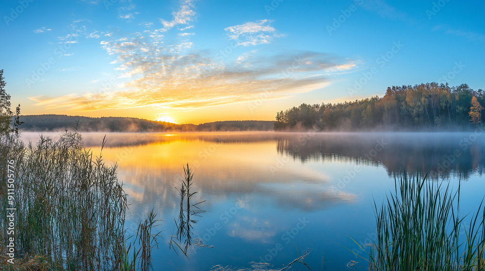 Fototapeta premium sunrise over the lake