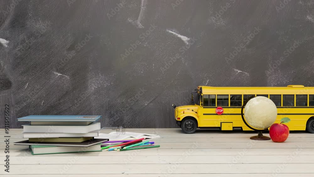 back to school footage concept, 3d illustration rendering