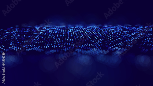 Digital Data Flow Vector Background. Big Data Technology Lines. Data Transmission Concept. High Speed Internet. Information Matrix Flow in Virtual Reality Cyberspace. Vector Illustration.