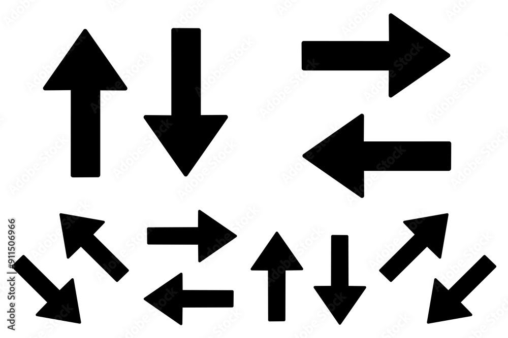 A set of black arrow symbols A set of black arrow symbols