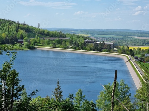 Wanderung im Harz bei Langelsheim/Goslar in Niedersachsen mit Blick auf die Granetalsperre und auf die Landschaft im Harz photo