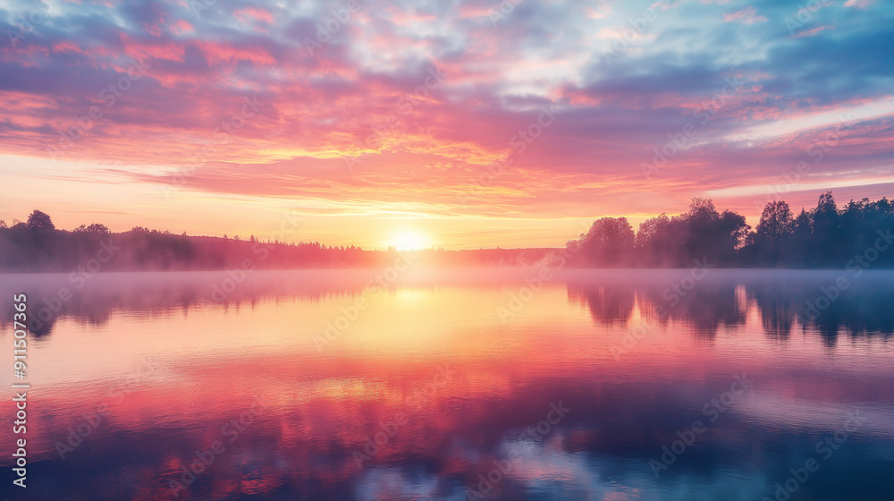 Fototapeta premium sunrise over the lake