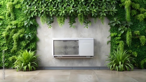 Sleek Minimalism: Modern Air Conditioner Blending with Lush Greenery  AI Generated