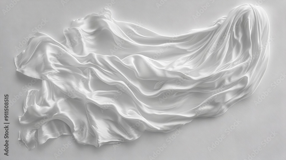 Fototapeta premium Wavy fabric draped in 3D smooth surface beneath simulating softness