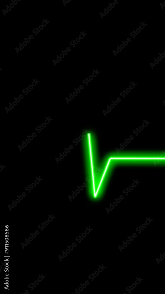 Neon heartbeat on black isolated background. Seamless loop vertical animation. Background of cardiogram and pulsing heart. Display screen medical research. Hypertension, stress,ECG. Health concept Neon heartbeat on black isolated background. Seamless loop vertical animation. Background of cardiogram and pulsing heart. Display screen medical research. Hypertension, stress,ECG. Health concept