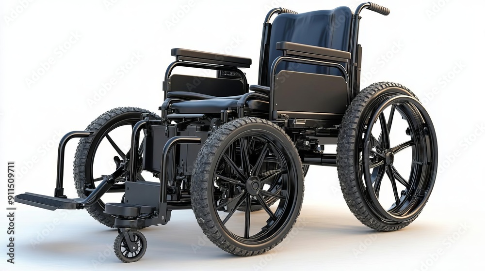 Motorized wheelchair with wheels extended outwards Motorized wheelchair with wheels extended outwards