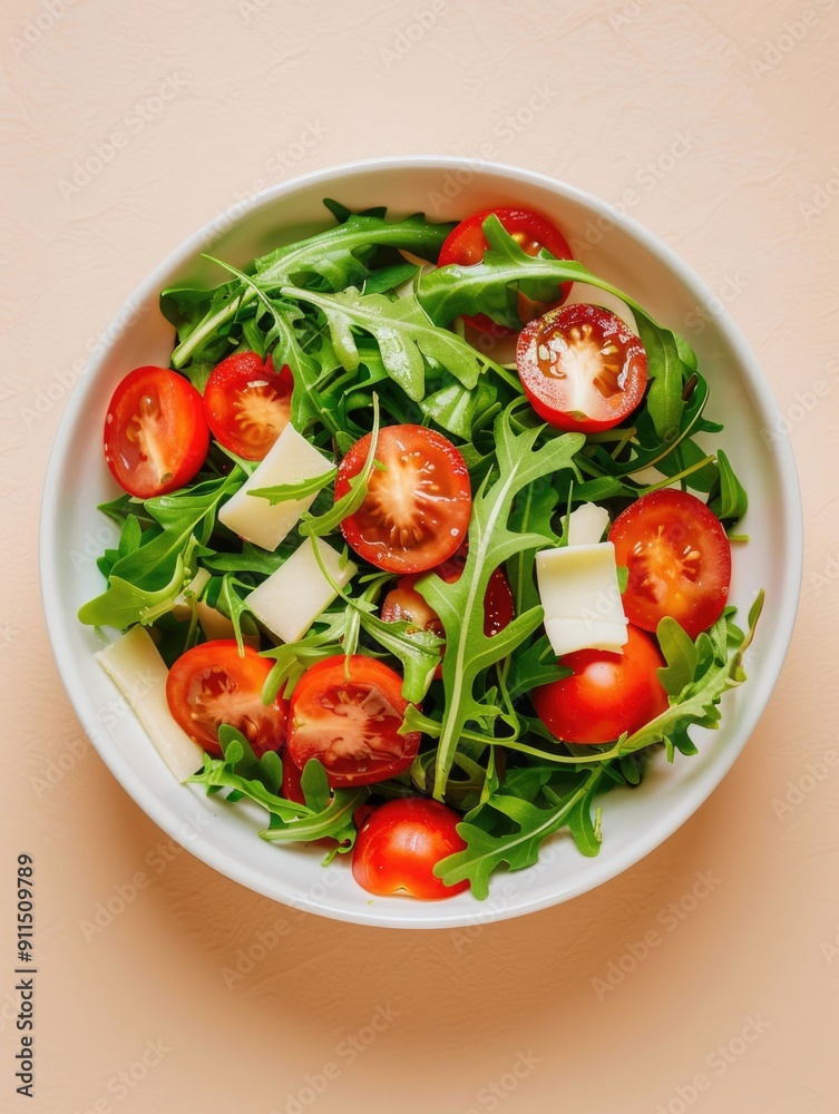 A bowl filled with fresh lettuce, juicy tomatoes, and melted cheese, perfect for a healthy snack or meal