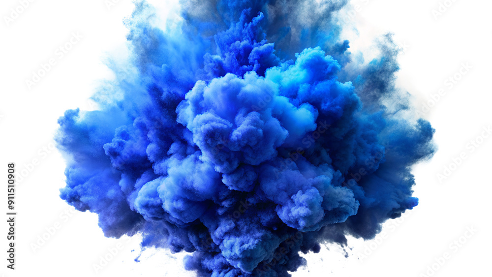 Fototapeta premium Blue Smoke Explosion Edge on Isolated Background