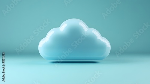 Minimalistic blue cloud icon against a light blue background, representing cloud technology, storage, or digital concepts.