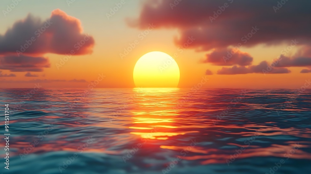 Sunset Over the Ocean: A Dramatic Golden Hour Sunset Over the Ocean: A Dramatic Golden Hour