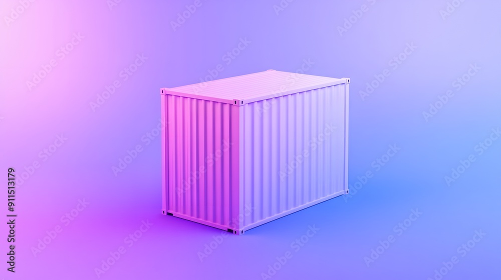 Modern shipping container in pink and blue lighting, representing contemporary logistics and transportation concepts. Modern shipping container in pink and blue lighting, representing contemporary logistics and transportation concepts.
